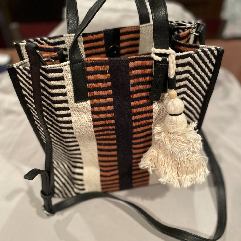 Lucky Brand Black & Brown Stripe-Print Geld Tote